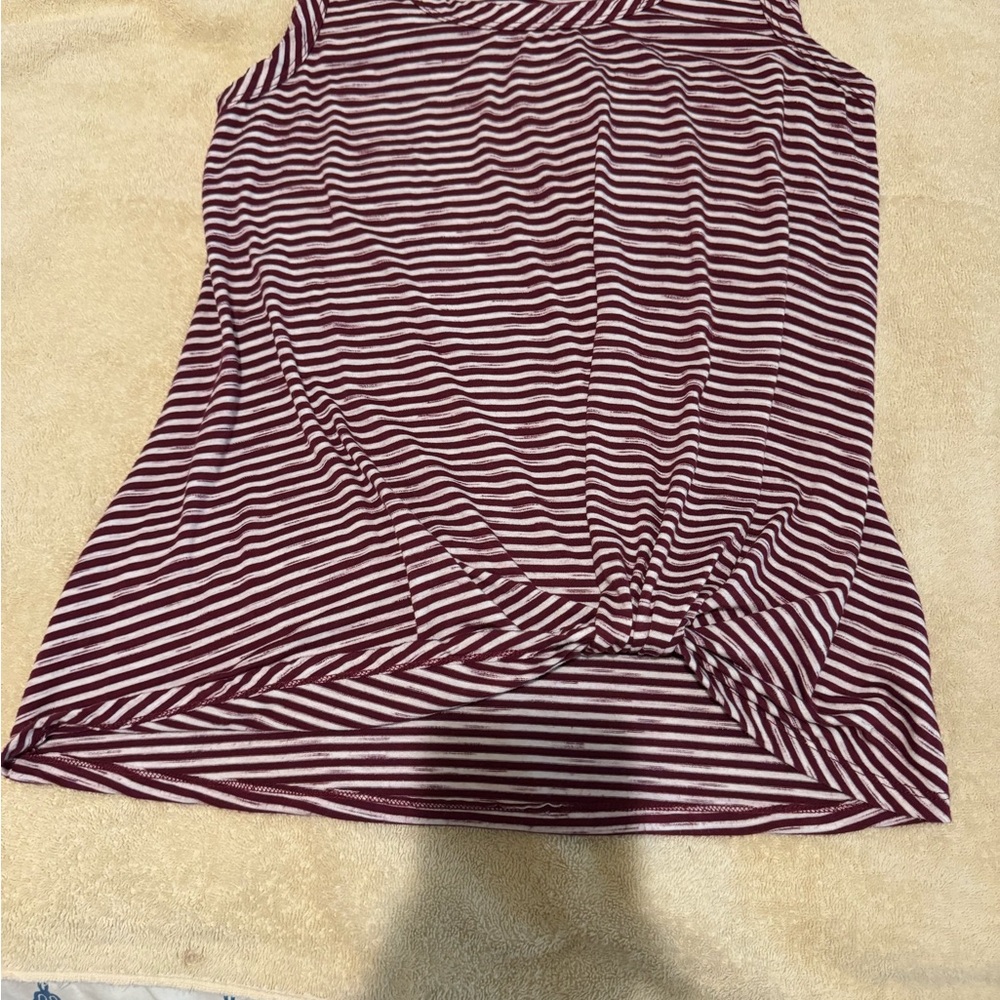 Mine Britton striped, sleeveless top with front knot.